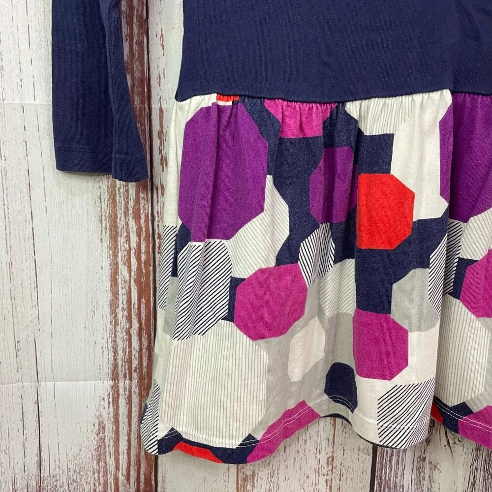 Gymboree Drop Waist Long Sleeve Blue Dress w/ Dotted Skirt Girls Size 12 #5111
